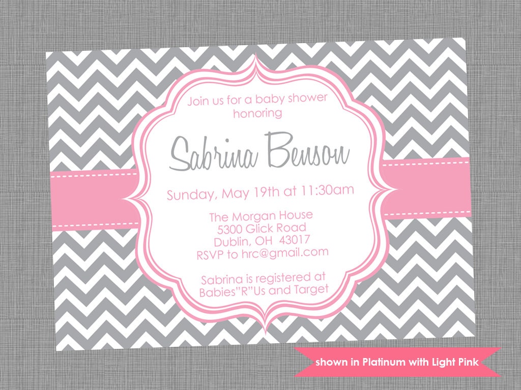 Baby Shower Invitation - Printable Shower Themed Chevron Invite - Colors and Text Customizable Il_570xn