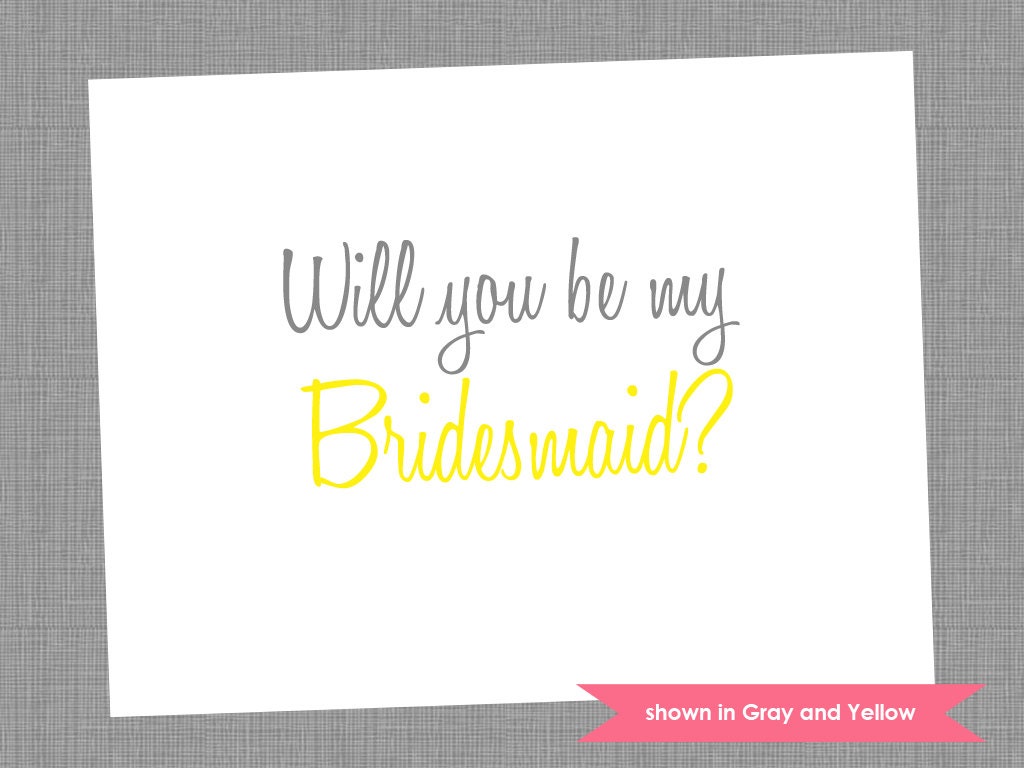 Will You Be My Bridesmaid Card - Personalized Folded Note Cards - Colors and Text Customizable (Set of 10) Il_570xn