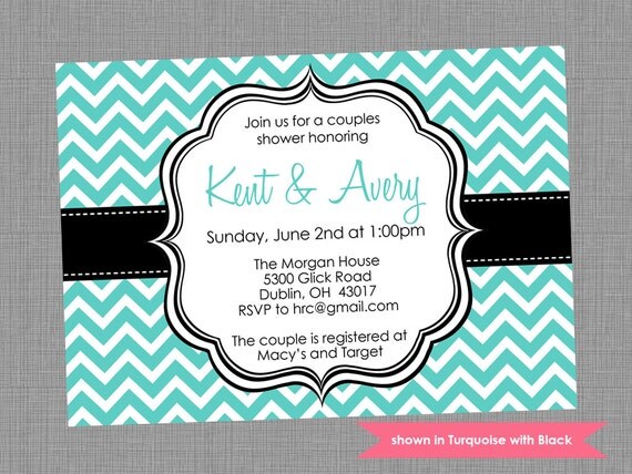 Couples Shower Invitation - Printable Shower Themed Chevron Invite - Colors and Text Customizable Il_570xn