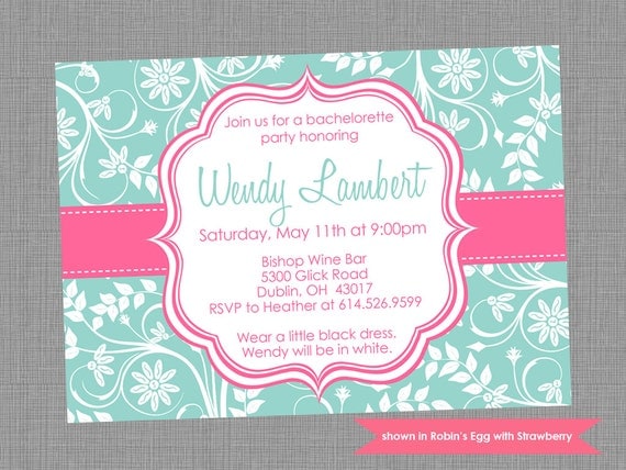 Printable Bachelorette Party Invitation - Bachelorette Themed Floral Invite - Colors and Text Customizable Il_570xn