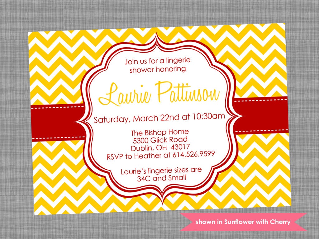 Printable Lingerie Shower Invitation - Shower Themed Chevron Invite - Colors and Text Customizable Il_570xn