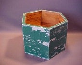 Indoor Outdoor Shabby Chic Planter Distressed Wood in Garden Plant Green Planter by AlwaysInPerfectTaste
