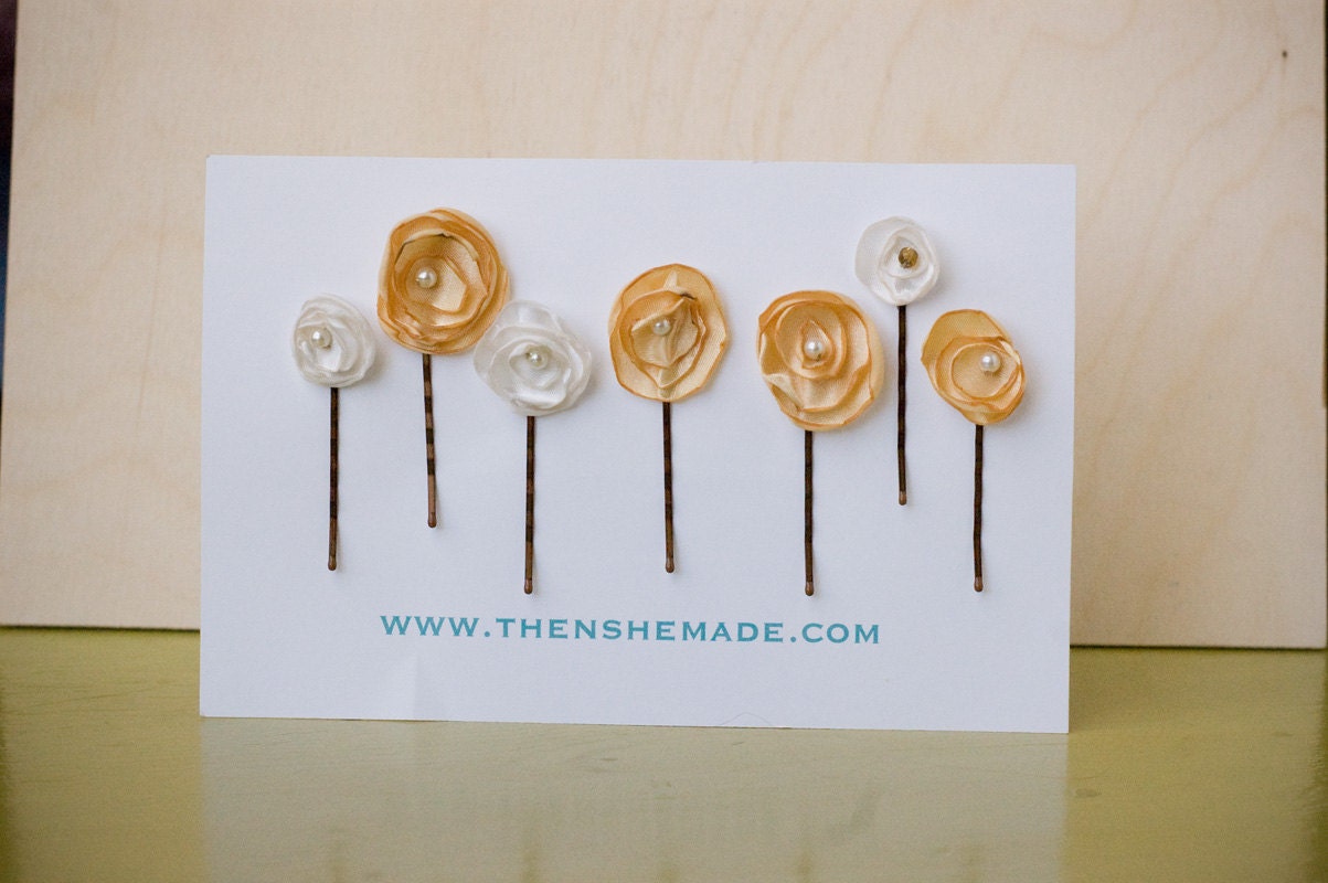 Yellow and White Flower Hair Accessories Bobby Pins
