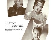 1940s Set of 3 Turbans or Head Wraps - 3 Crochet patterns PDF 1267