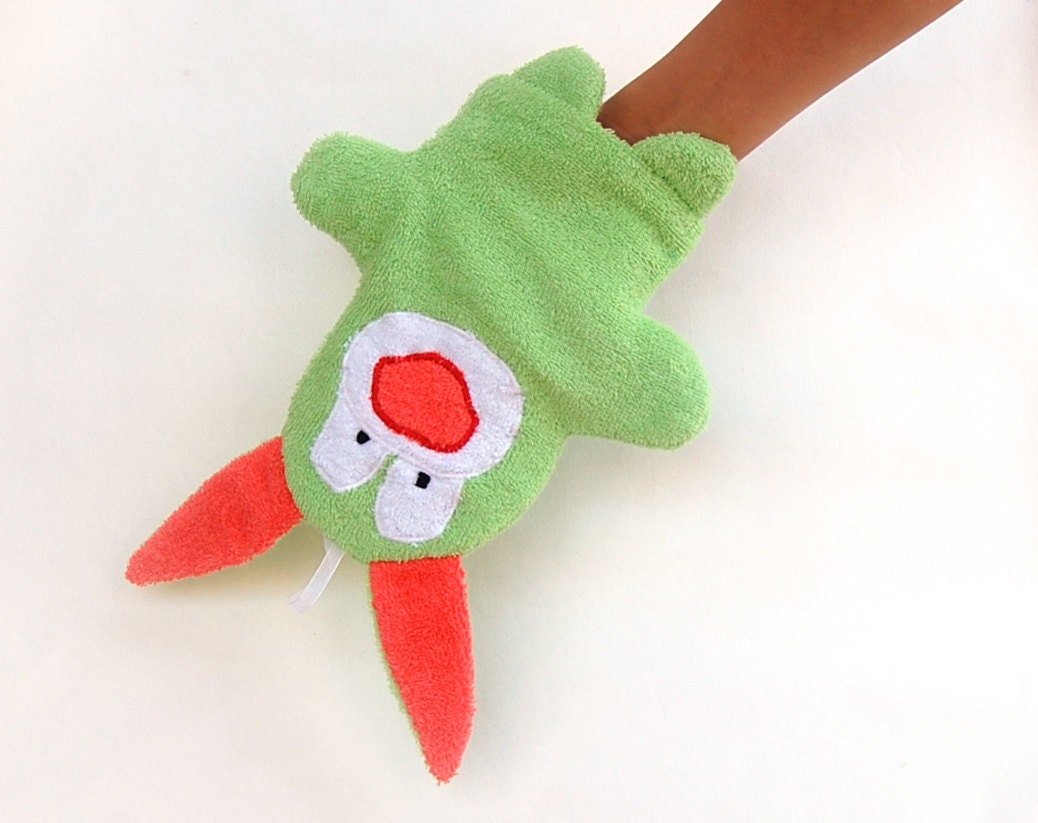 Washcloth Rabbit Baby shower gift babies Bath green Bunny