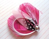 CLHOE in Hot Pink Peacock Feather Hair Clip, Pink Feather Fascinator
