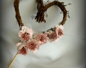 Rustic Vine Cake Topper With Paper Flowers, Unique Wedding Decorations, Wedding Reception