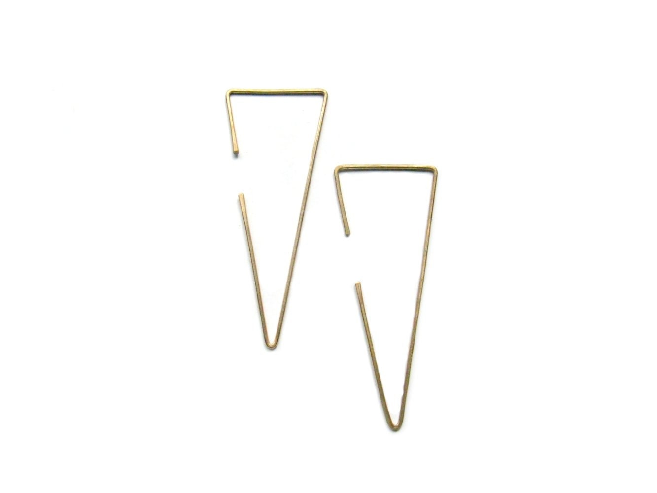 geometric triangle open hoops in brass