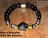 Men's Bracelet Azabache And All Seeing Eye of Protection  " Azabache All Shine"