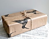 Hummingbird Rustic Hand Printed Wrapping Paper - Three Sheets