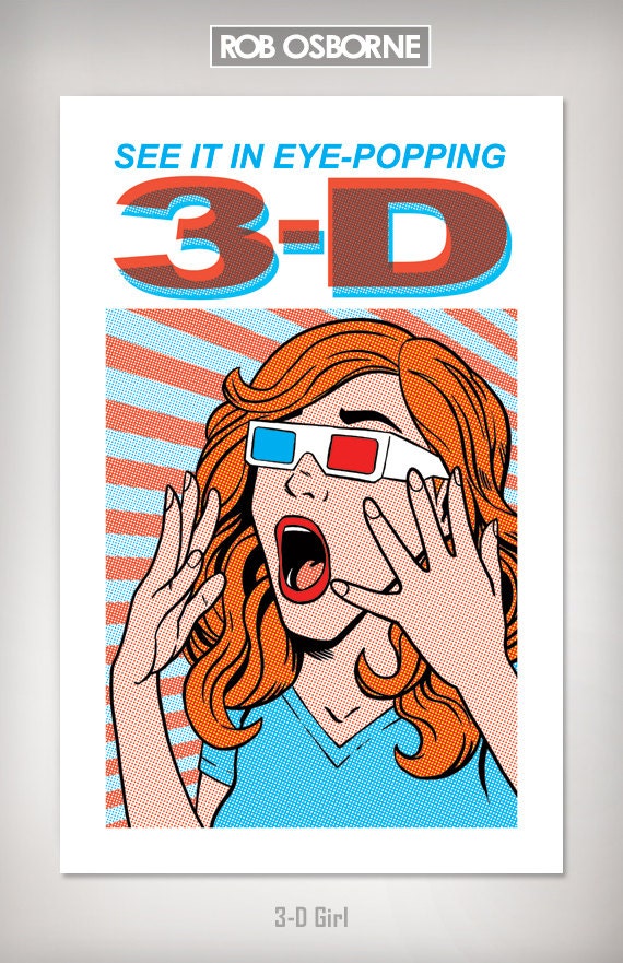 3-D GIRL Comic Book Modern Pop Art Print 11x17 by Rob Osborne