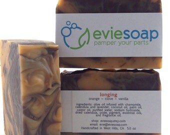 longing - Handcrafted Vegan Soap - orange, clove, vanilla