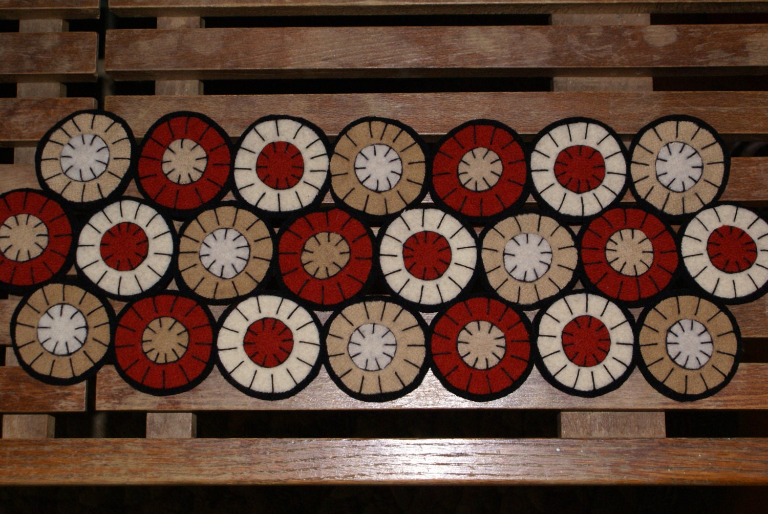 primitive folk art rustic wool penny rug candle mat