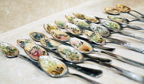 6 VINTAGE Garden Marker Artwork -Custom Made Spoon