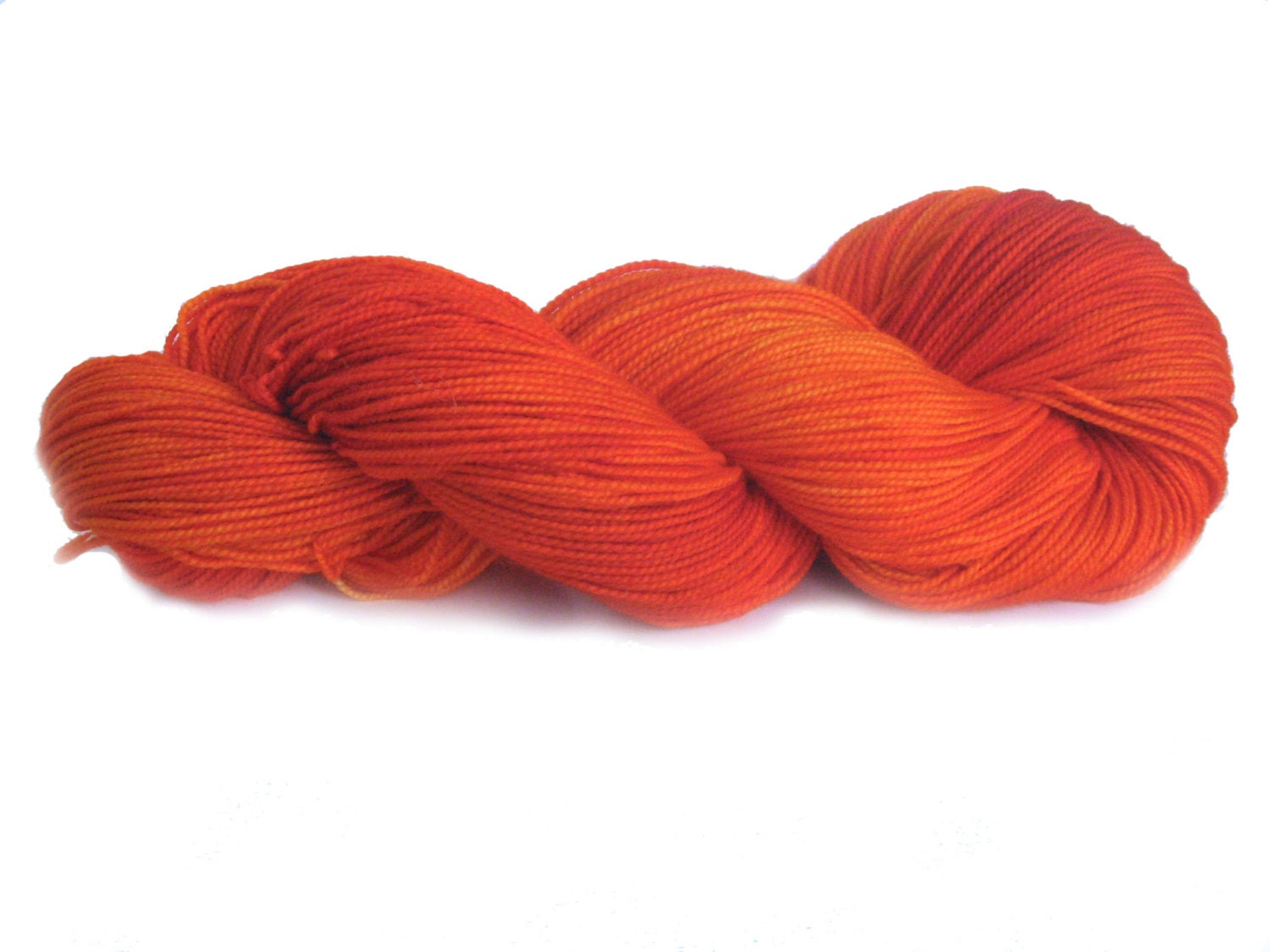 100% Superwash Merino Sock Yarn - 400yds per 100g neon orange tangerine