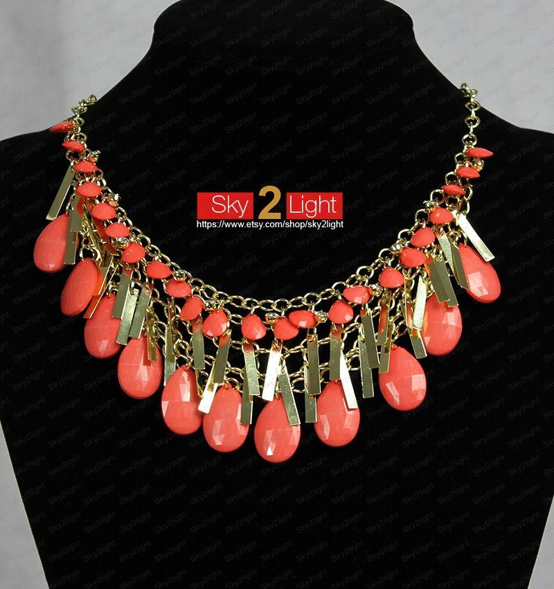 Red Bubble Necklace sequins Hifashion Necklace beaded Necklace wedding jewelry Statement Necklace Smooth Bubble Necklace