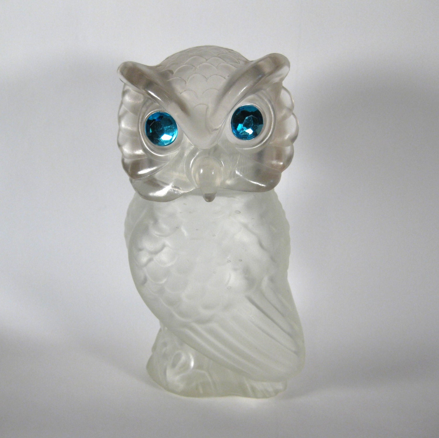 Vintage Frosted Glass Snow Owl Avon Bottle by WestAstheCrowFlies