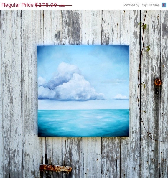 SALE 20% OFF Oil on canvas, original painting, seascape, aqua blue, beach home decor, nautical, ocean- The Seven Seas