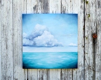 SALE 20% OFF Oil on canvas, original painting, seascape, aqua blue, beach home decor, nautical, ocean- The Seven Seas