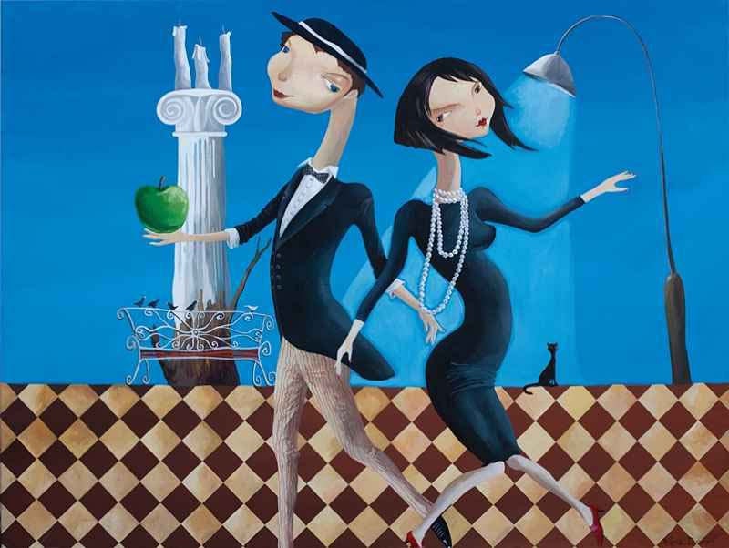 Canvas Abstract Figurative Large Art Print Canvas - 30x40 Night Twist - by original artist Yelena Dyumin - dyuminart