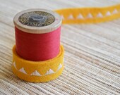 triangles embroidered felt trim ribbon mustard yellow white 50cm