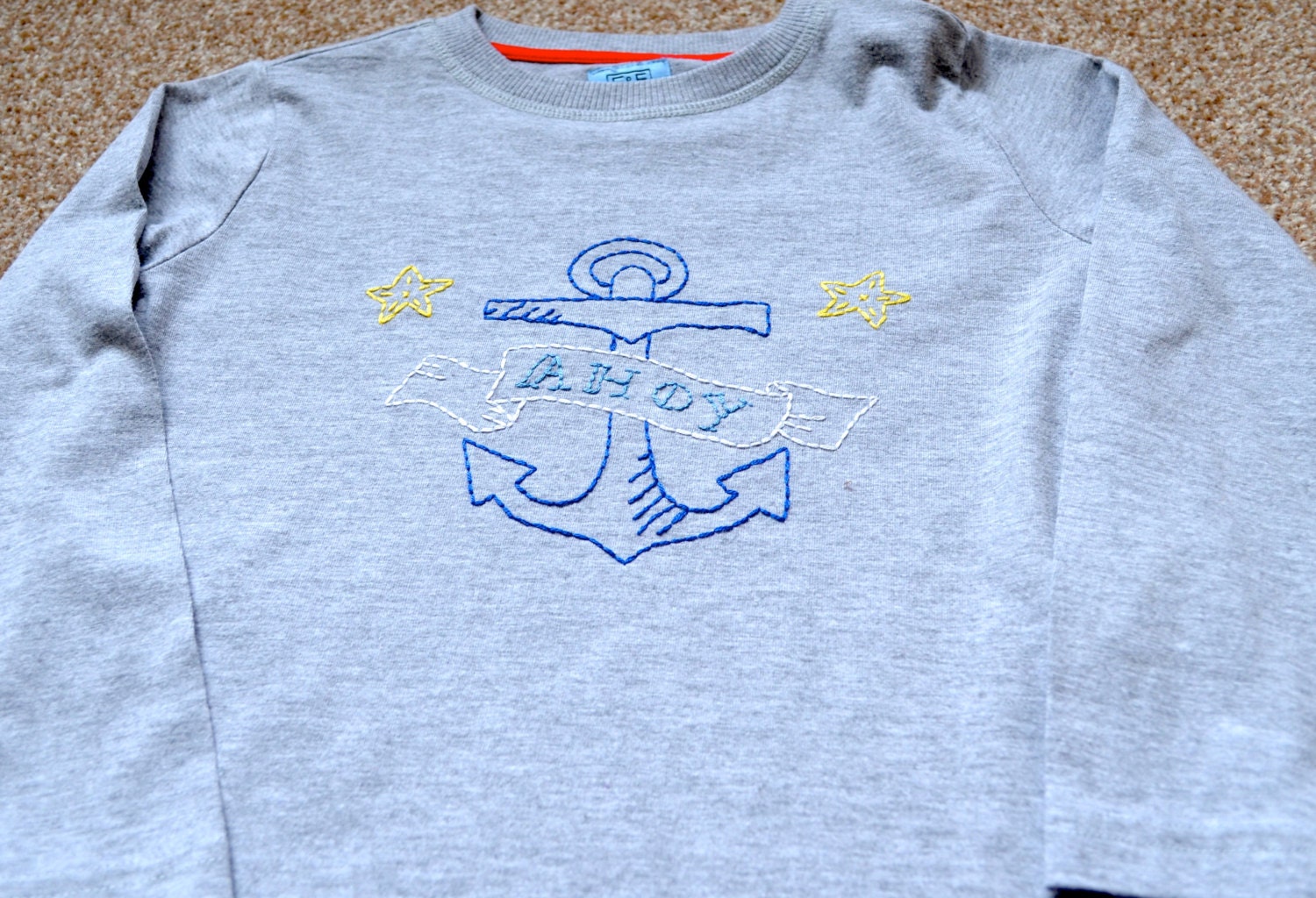Anchor Tattoo Long Sleeve Top (4-5 year old) Upcycled