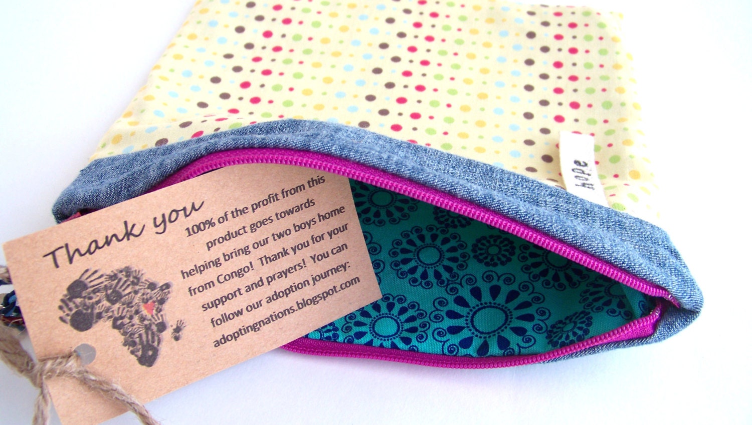 Zipper Pouch Pencil Cosmetic Travel Pocket Africa Adoption Fundraiser