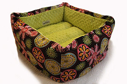 Carnival Flower Pet Bed CUSTOM 16 In Square Medium 37 Color Choice Slip-proof Base Dog Cat Couture Artistic Travel Collapsible Washable