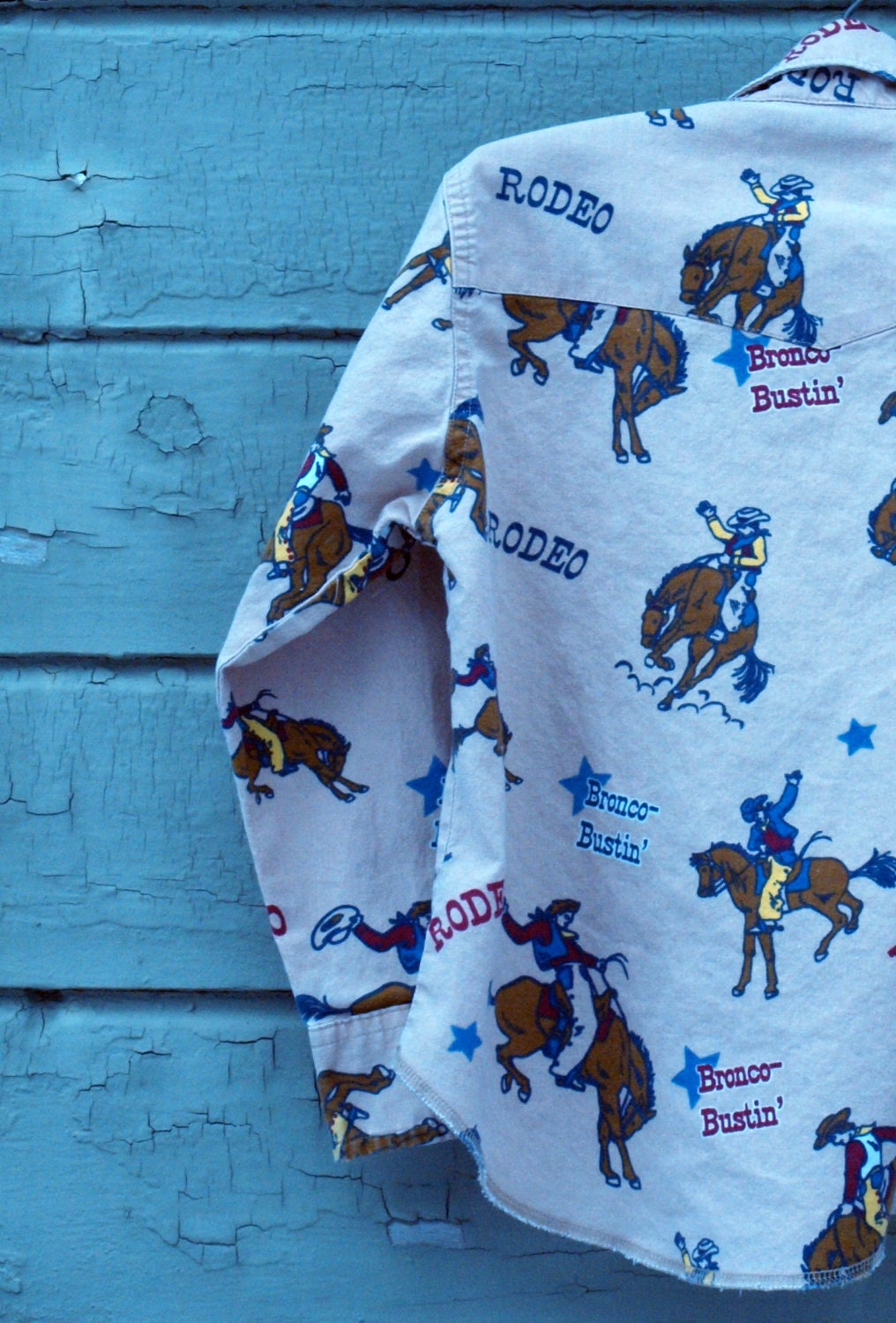 vintage wrangler rustler country western bronco bustin cowboy rodeo shirt