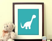 8"x10" Printable Art - "Dinosaur" in Aqua - Children/Nursery Art - Available as an Instant Download