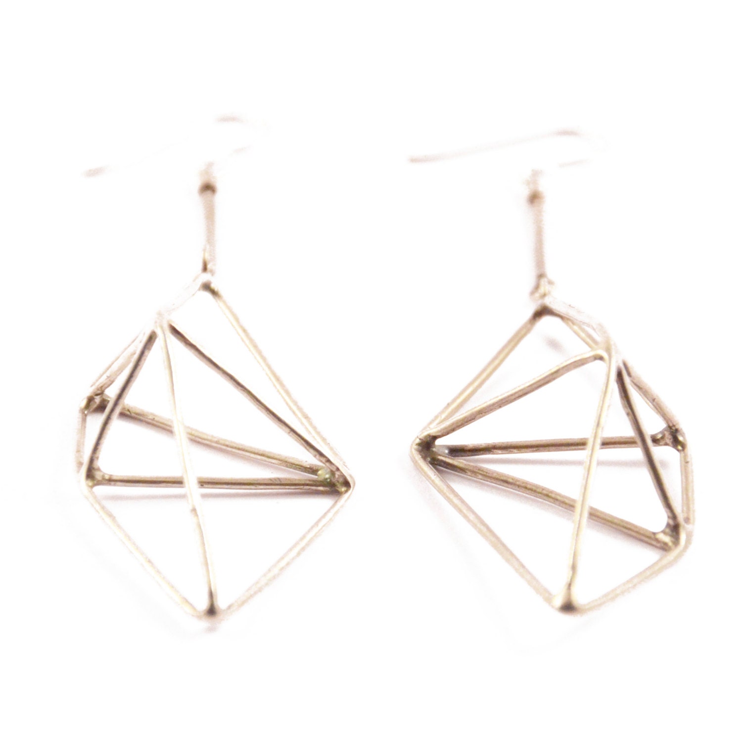 framed geo shape earrings - sterling silver