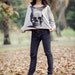 Sweatshirt Sweater Long Sleeve Black Skull Pullover Oversize style Print Bat Wing Style Half Body In Gray Long Sleeve.