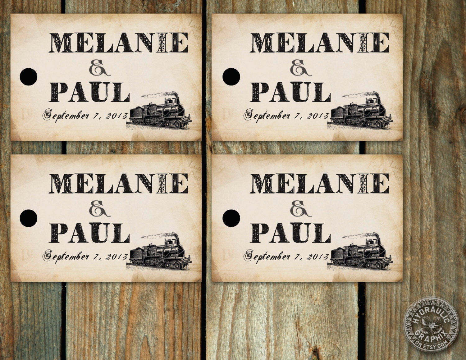 Steampunk Vintage Train tags for wedding or party favors - DIY punch and print Il_170x135