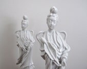 Vintage Blanc de Chine Qwan Yin Statues, Pair