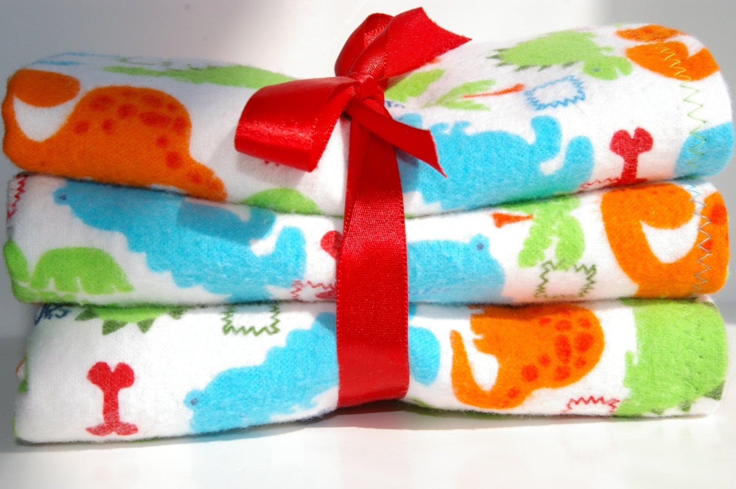 Baby boy burp cloths set of three dinosaur