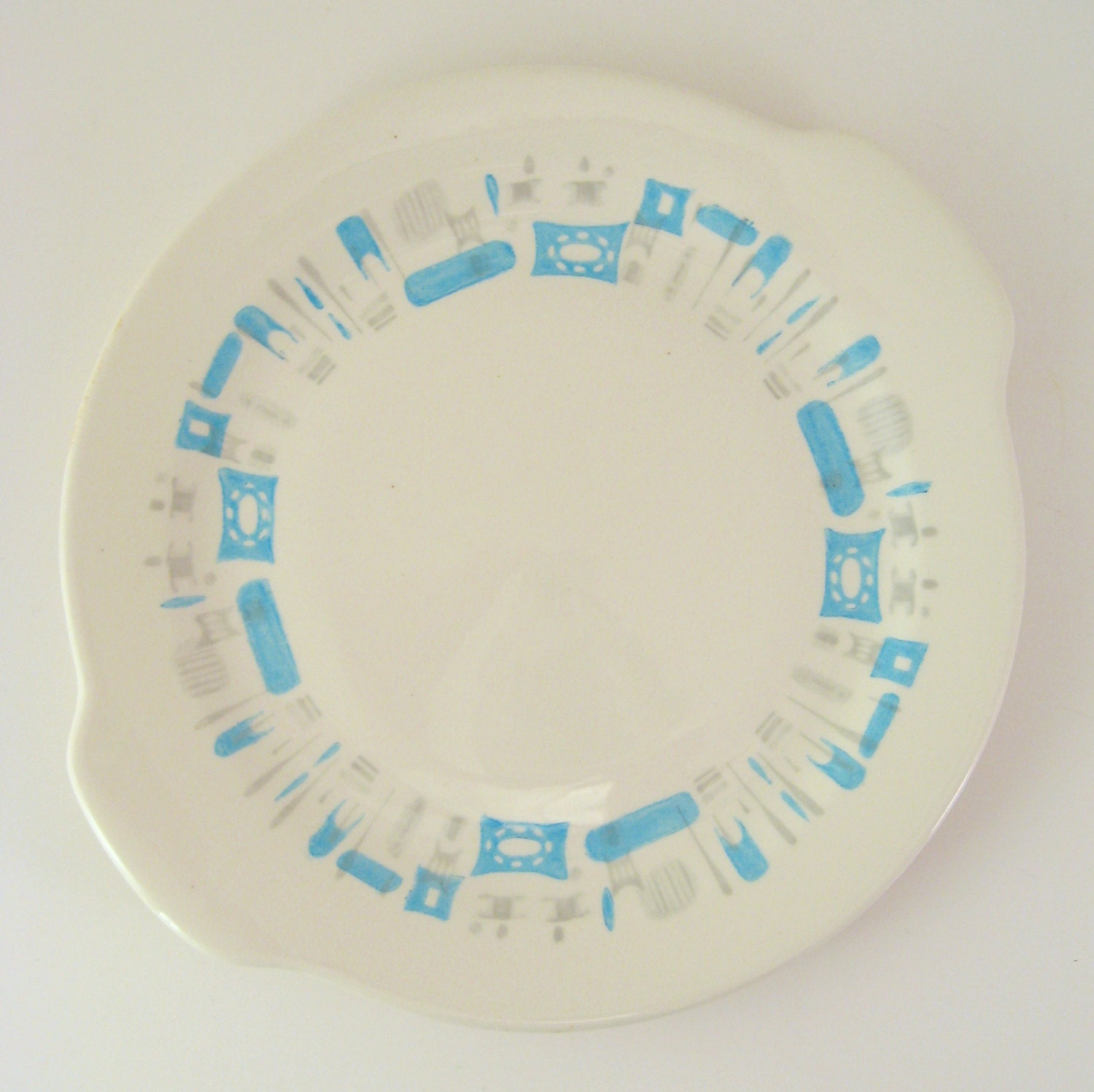 Vintage Blue Heaven Cake Plate, Royal China, Mid-Century Atomic Dinnerware, 1960s
