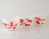Vintage Fire-King Kitchen Aids Mixing Bowl Set, Anchor Hocking Milk Glass, Mid-Century Kichenware, 1950s 1960s