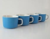 Vintage Cups, Set of 4, Mikasa Mediterrania, Mod Mugs, 1960s 1970s
