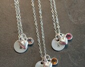 Custom Personalized Bridesmaids Sterling Silver Initial Charm Necklaces - Set of 3