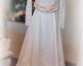 SALEVintage Wedding Gown Altered Clothing SALE Victorian Edwardian White Blush Bridal Silk Roses Beautiful Shabby Chic Romantic c1970s