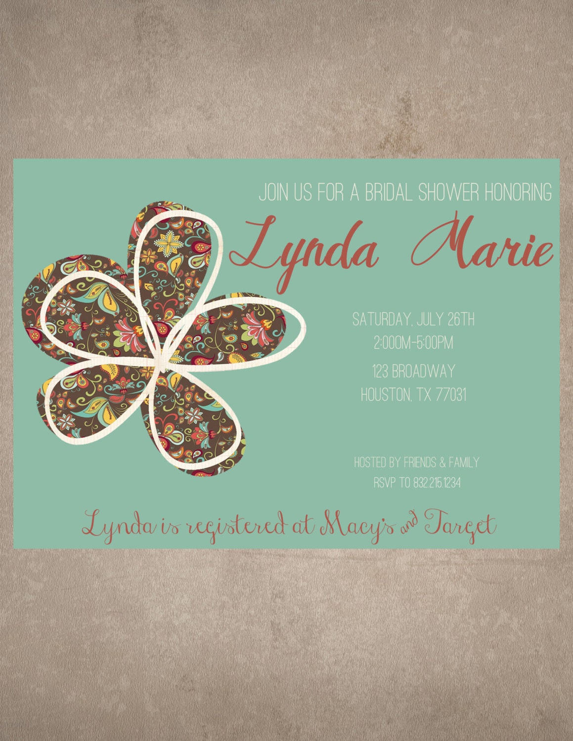 Vintage Flower Bridal Shower Invite-Print your own Il_570xn