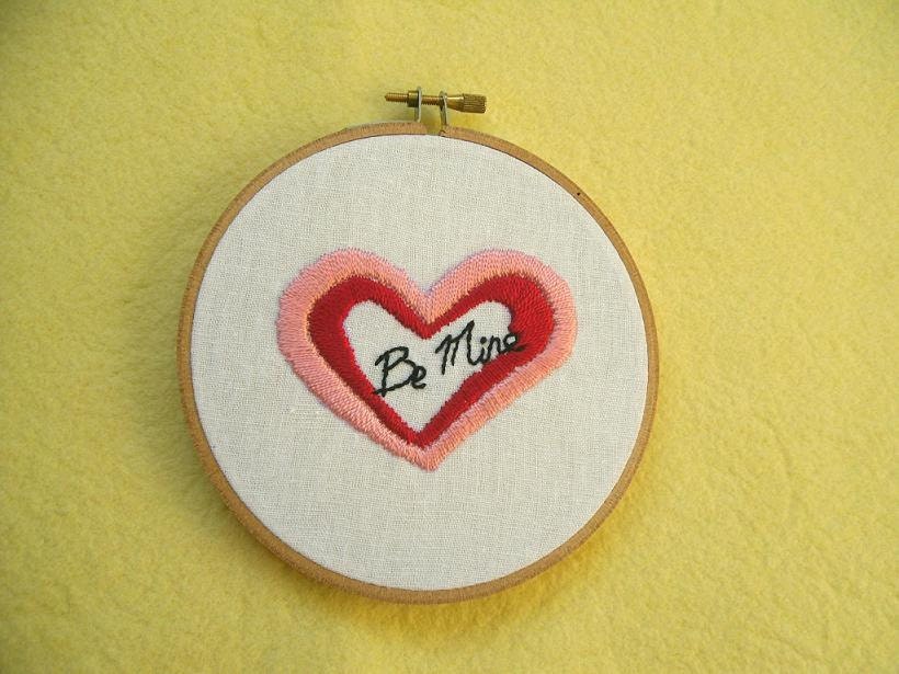 Hand Embroidery - Be Mine - Home Decoration 5 inch embroidery hoop art, wall decor, Valentine Gift