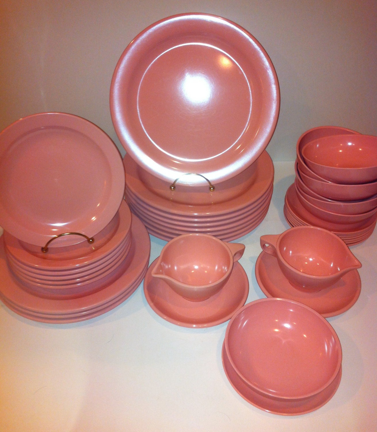 Set of  36 - Boonton Melamine Dinnerware Set - Pink Melmac- 1950s