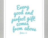 Nursery Decor - LOVE -  bible verse - James 1:17 ( you choose colors )