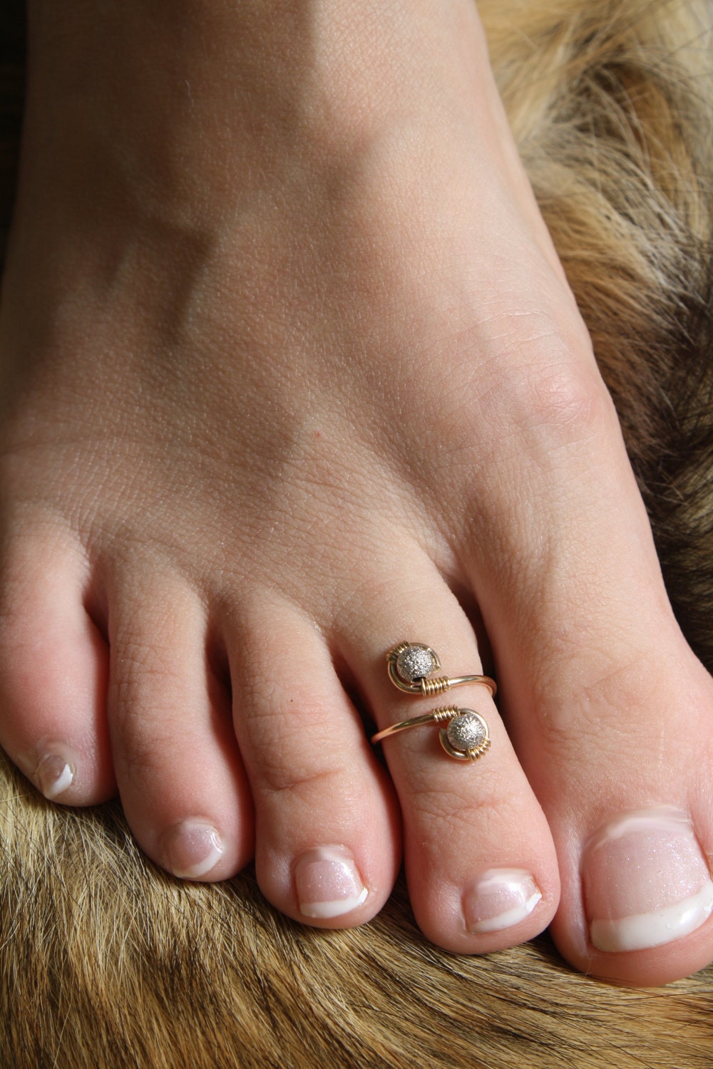 Star Dust Toe Ring,Genuine 14K Gold  and  Platinum Wire Wrapped Adjustable Ring/Toe Ring FREE SHIPPING