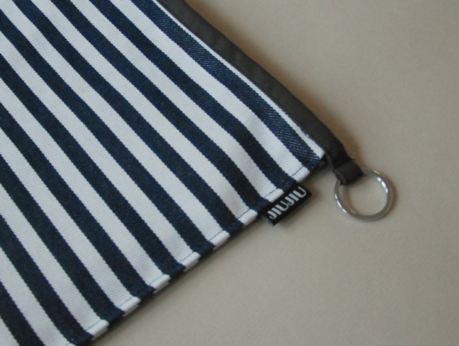 Zipper Pouch, Power Cord Pouch, Cotton/Canvas, Black -and-White Stripes.