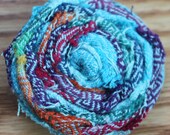 Women's Jumbo Flower Wrap Scrap Hair Clip,  Made from Upcycled Girasol Double Rainbow Azul DW Weft