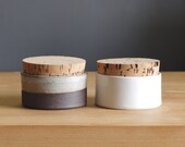 MTO salt cellar pepper pair of corked containers modern minimal rustic pottery ceramic