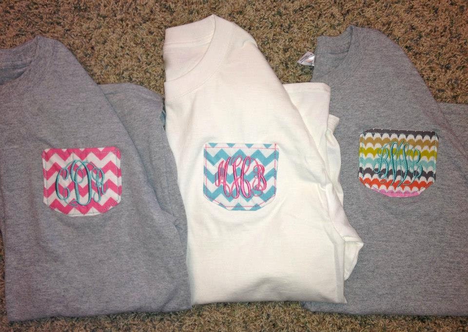 Monogrammed Ladies' Applique Pocket Tee (SHORT SLEEVE)