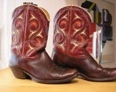 Vintage 1950s Acme cut-out, inlay Cowboy boots, vine, flower pattern